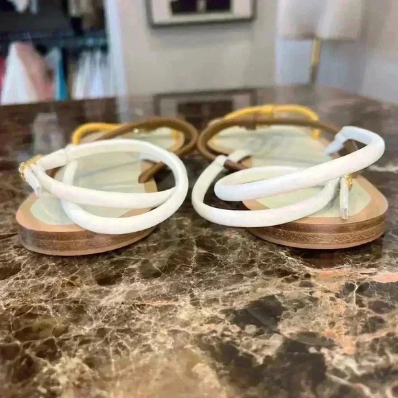 Fendi O'Lock Leather Colorblock Sandals Size 37.5 - Picture 9 of 13